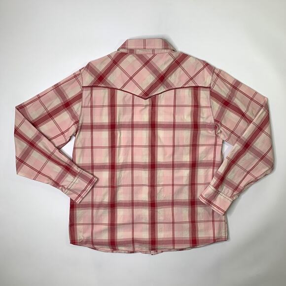 Cowboy Hardware Shirt Mens L Cotton Pearl Snap Buttons Plaid Long Sleeve Western - Picture 7 of 9